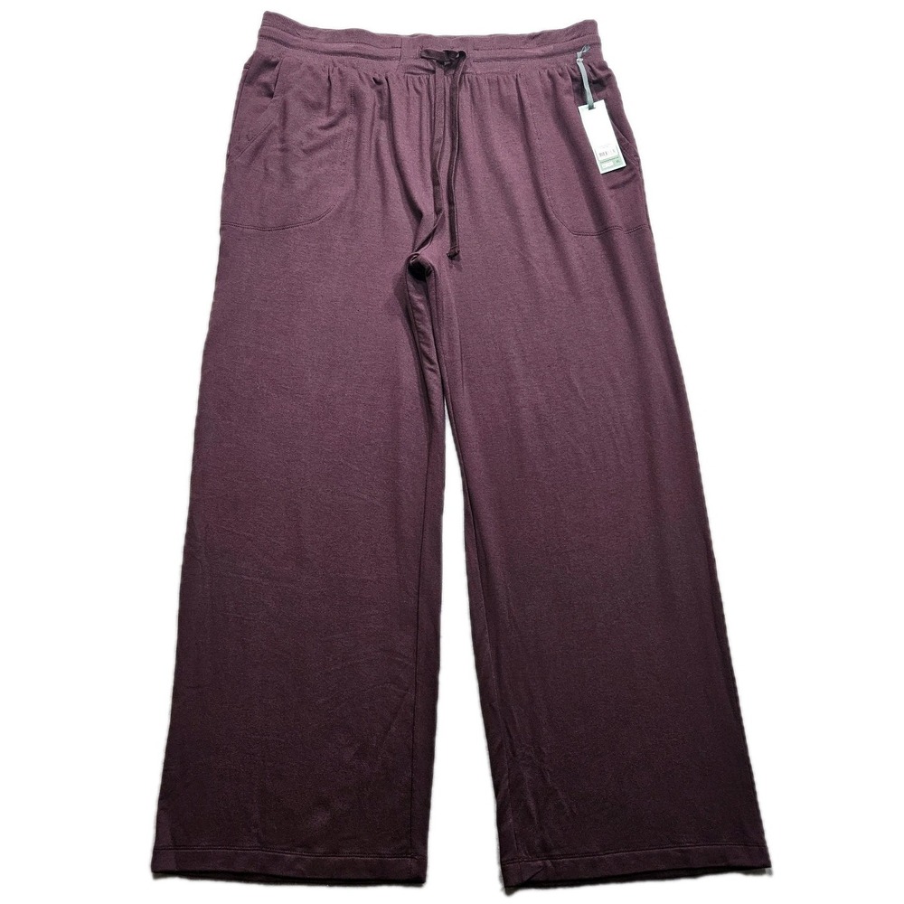 Terra & Sky Knit Wide Leg Pants Women Plus 1X 16W Purple Soft Comfort New 36x29
